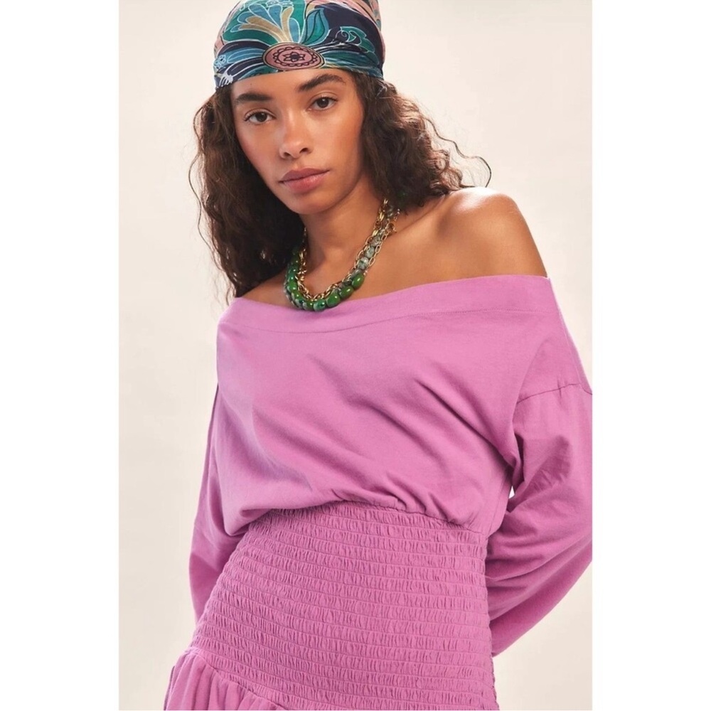 Free People Scorching Hot Long Sleeve Mini Dress, Wisteria Pink, NWT, M & L - Picture 6 of 7